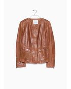 Mango Pocket Leather Jacket - Lyst