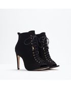 Zara Peep-Toe High Heel Leather Bootie - Lyst