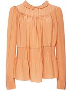 Rochas Crepe De Chine Pintuck Blouse - Lyst