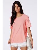 Missguided Lahela Nude Curved Hem Top - Lyst