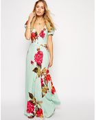 Asos Maxi Dress In Rose Print - Lyst