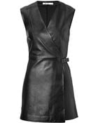 T By Alexander Wang Leather Wrap Dress - Lyst