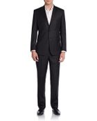 Saks Fifth Avenue Black Regular-Fit Broken Pinstriped Wool Suit - Lyst