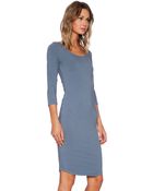 Monrow Heavy Stretch Cotton 3/4 Sleeve Dress - Lyst