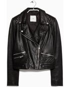 Mango Leather Biker Jacket - Lyst