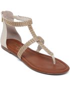 Jessica Simpson Ravenna Synthetic And Metal Thong Sandals - Lyst