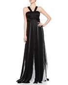 J. Mendel Halter Chiffon Pleated Gown - Lyst