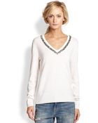 Equipment Cecile Rhinestone-Trimmed Wool & Cashmere Sweater - Lyst