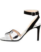 Prada Suede And Metallic Ankle-Wrap Sandal - Lyst