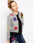 Love Moschino Patch Logo Crop Varsity Jacket - Lyst