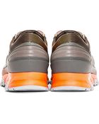 Lanvin Grey Leather Orange_trimmed Trainers - Lyst