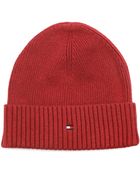 Tommy Hilfiger Red Cotton Cashmere Beanie - Lyst
