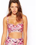 Asos Fuller Bust Kaleidoscope Floral Longline Bikini Top Dd-F - Lyst