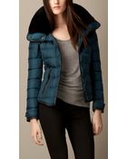 Burberry Down-Filled Puffer Jacket With Shearling Topcollar - Lyst
