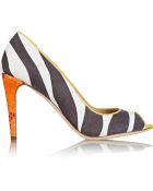 Just Cavalli Zebra-Print Suede Peep-Toe Pumps - Lyst