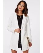 Missguided Lucie Longline Pocket Blazer Cream - Lyst