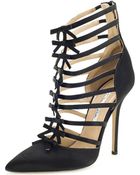 Oscar de la Renta Kate Satin Bow Cage Booties - Lyst