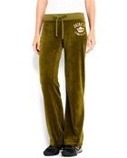 Juicy Couture Velour Rhinestone Logo Pants - Lyst