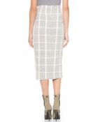 Yigal Azrouel Windowpane Plaid Wrap Skirt - Platinum - Lyst