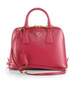 Prada Saffiano Vernice Small Round Tophandle Bag - Lyst