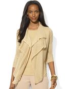 Lauren by Ralph Lauren Pointelle Knit Linen Cardigan - Lyst