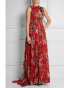 Dolce & Gabbana Printed Silk-Chiffon Gown - Lyst