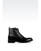 Giorgio Armani Ankle Boot In Suede And Saffiano Calfskin - Lyst