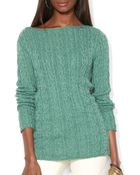 Ralph Lauren Lauren Cable Knit Cotton Sweater - Lyst
