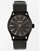 Nixon Sentry Leather Strap Watch A377 1886 - Lyst