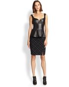 Nanette Lepore Leather/Ponte Campus Corset Top - Lyst