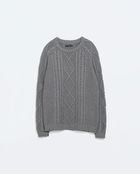 Zara Cable Knit Sweater - Lyst