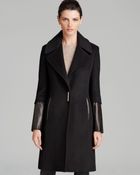 Elie Tahari Coat - Dawnson Leather Sleeve - Lyst