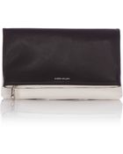 Karen Millen Leather Fold Over Clutch - Lyst