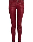 Balmain Paneled Leather Skinny Pants - Lyst