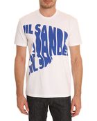Jil Sander White T-Shirt With Blue Print - Lyst