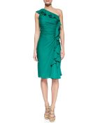 Badgley Mischka Collection One-Shoulder Ruffle Cocktail Dress - Lyst