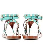 Valentino Rockstud Double Leather Sandals - Lyst