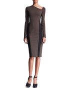 Donna Karan New York Leather-Panel Long-Sleeve Dress - Lyst