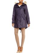 Bernardo Real Fur Trim Hooded Parka - Lyst