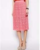 Asos Midi Skirt In Pleated Lace - Lyst
