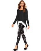 Kensie Long-Sleeve Crew-Neck Knit-Trim Top - Lyst