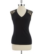 Calvin Klein Lace Accented Shell - Lyst