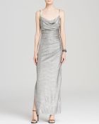 Laundry By Shelli Segal Gown - Spaghetti Strap Metallic Knit Ruched - Lyst