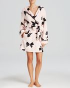 Betsey Johnson Luxe Fleece Hooded Bow Robe - Lyst