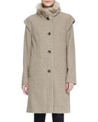 Escada Fur-Trim Coat With Removable Sleeves - Lyst