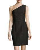 Halston Heritage One-Shoulder Jacquard Dress - Lyst