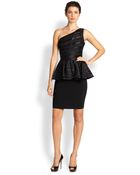 Halston Heritage One-Shoulder Peplum Dress - Lyst