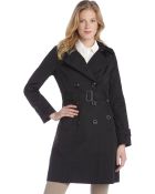 London Fog Black Cotton Blend Double Breasted Hooded Trenchcoat - Lyst