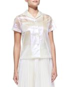 Marc By Marc Jacobs Short-Sleeve Sheer Iridescent Blouse - Lyst