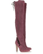 Topshop Unique Lace-Up Suede Over-The-Knee Boots - Lyst